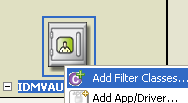 The Add Filter Classes menu option