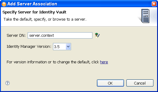 The Add Server Association window