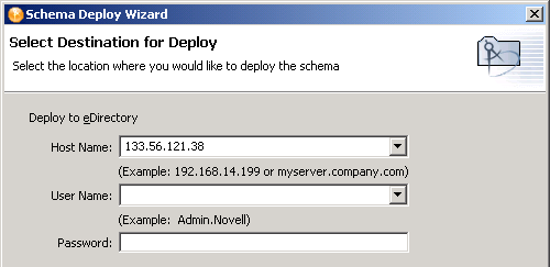 Fields required to deploy to eDirectory
