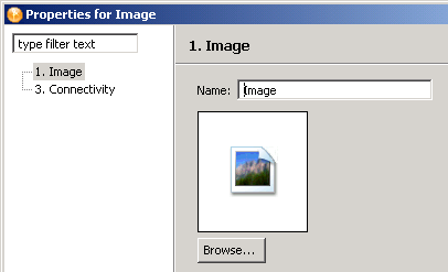 Properties for the Image icon