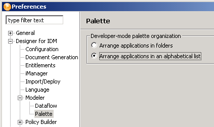 The Palette option in Preferences