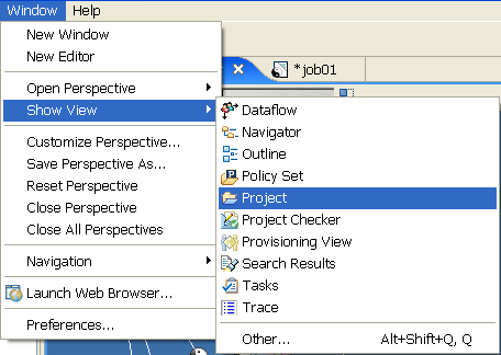 Opening the Project view