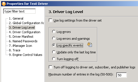 The option to log specific events