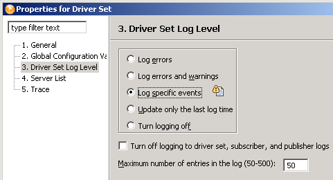 The option to log specific events