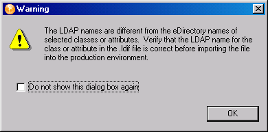 The Warning dialog box
