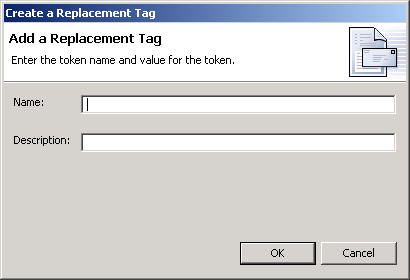 The Create Replacement Tag dialog box