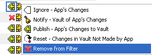 The Removing from Filter menu option