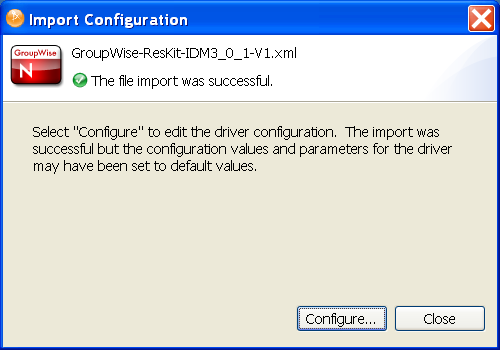 Select Configure to edit the driver configuration