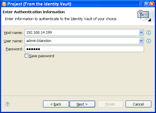 Enter the authentication information