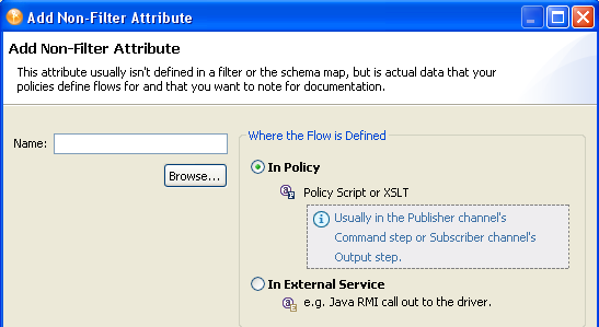 The field to specify or browse to an attribute