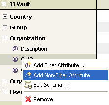 The Add Non-Filter Attribute menu option