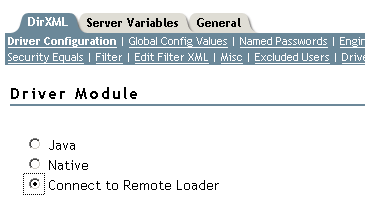 Options in the Driver Module section
