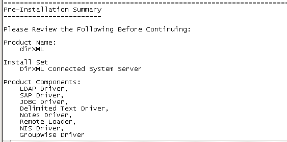 The Pre-Installation Summary page