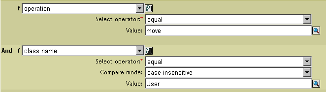 Move user condition in the Rule Builder interface.