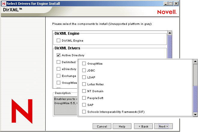 The Active Directory check box