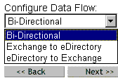 Options in the Configure Data Flow drop-down list
