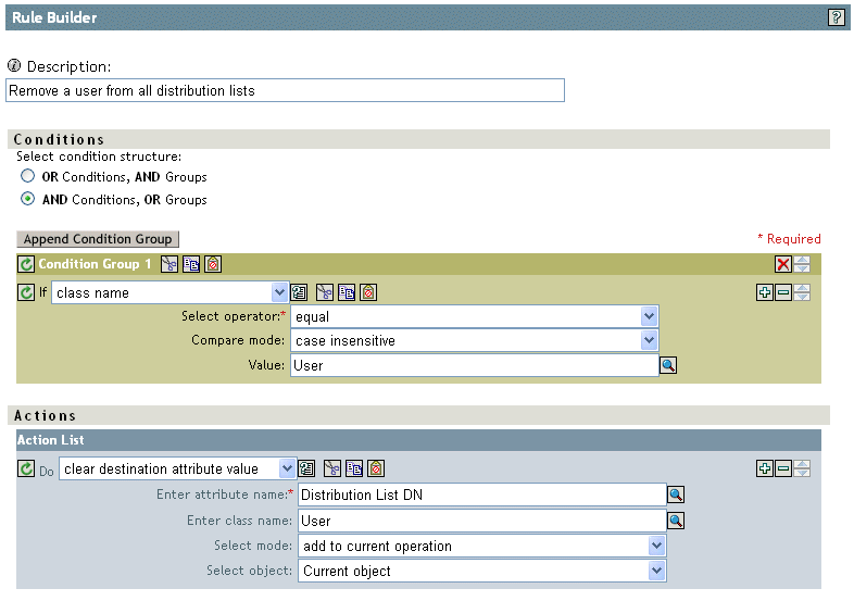 Removing from a user from a distribution list when he or she is no longer a manager