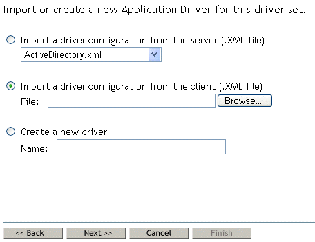 The option to import from an .xml file