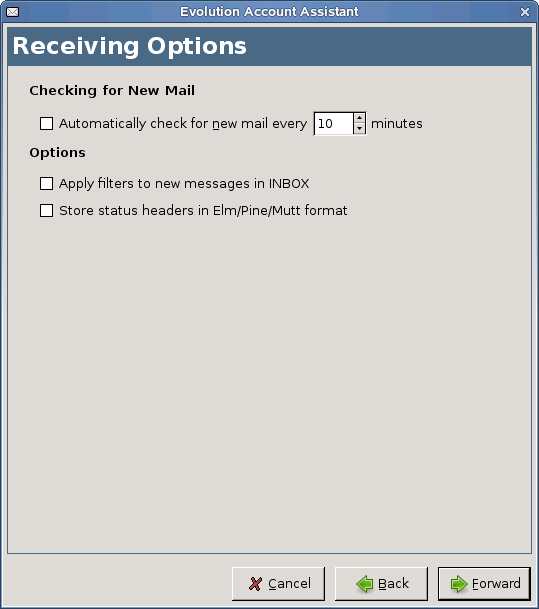 Standard Unix mbox spool receiving options