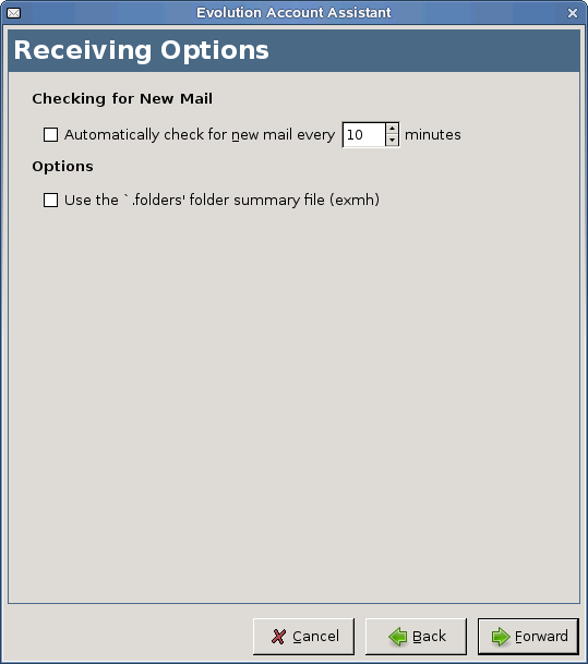 MH-Format mail directories receiving options