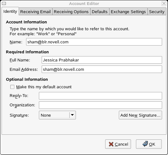 Creating an Exchange Account, Step One: Identity