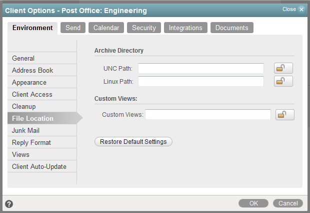 Environment Options dialog box -- File Location tab