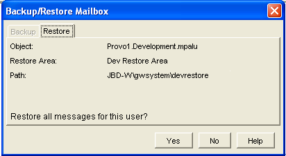 Backup/Restore Mailbox dialog box