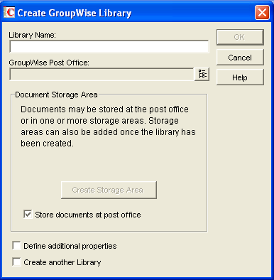 Create GroupWise Library dialog box