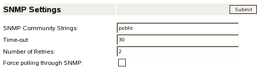SNMP Settings section on the Preferences page