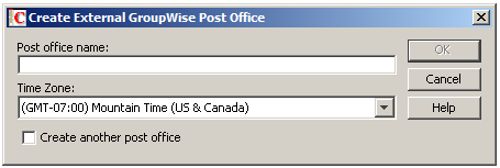 Create External Post Office dialog box
