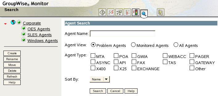 Monitor Web console with the Search page displayed