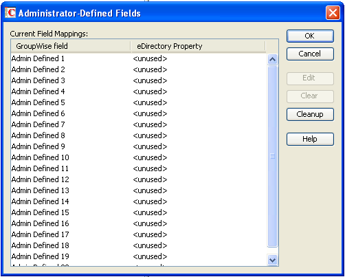 Administrator-Defined Fields dialog box