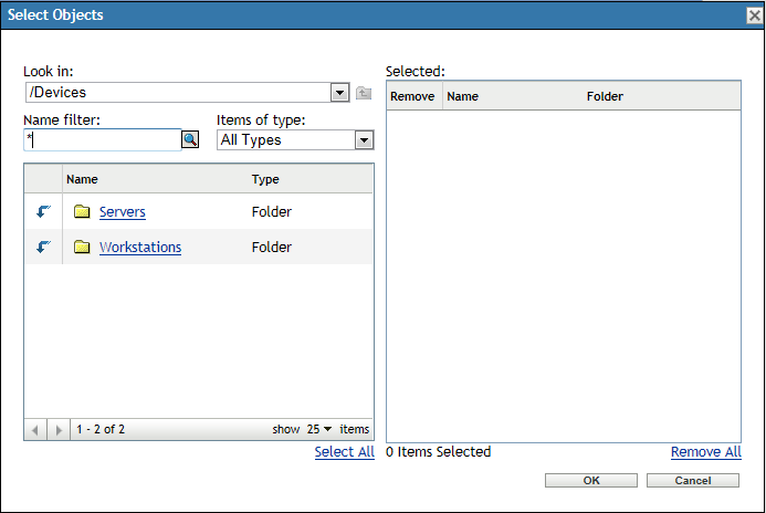 Select Objects dialog box