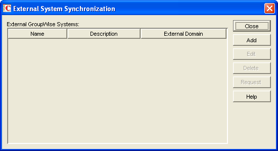 External System Synchronization dialog box