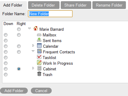 Manage Folders view