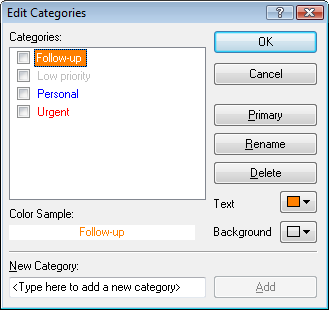 Categories dialog box