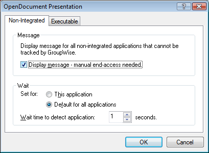 Document dialog box with the Non-Integrated tab open