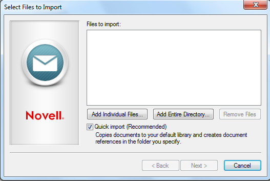 Select Files to Import dialog box