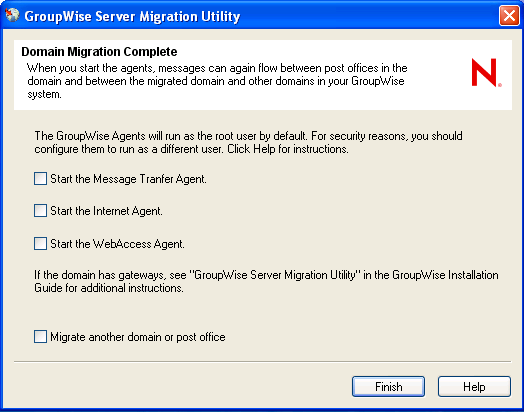 Domain Migration Complete page