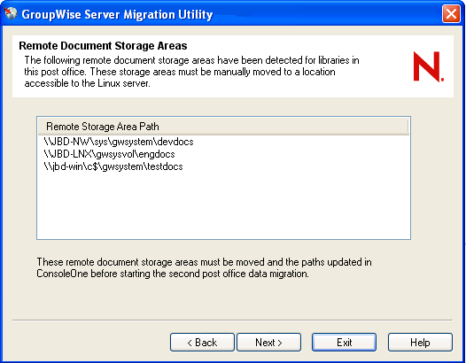 Remote Document Storage Areas page