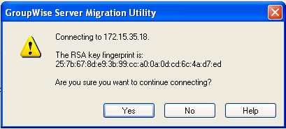 RSA Key Fingerprint dialog box