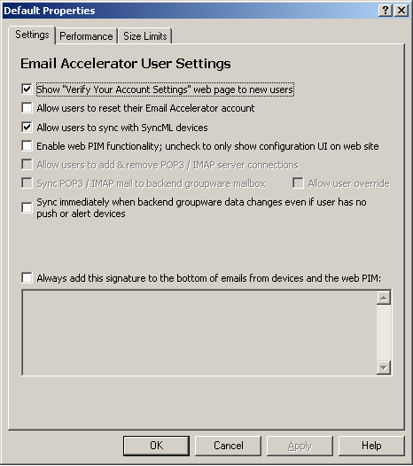 Email Accelerator User page