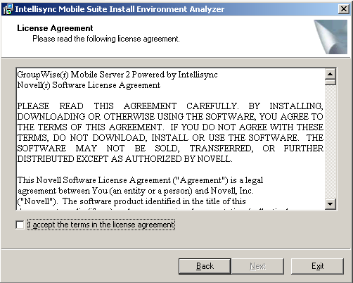 License Agreement page
