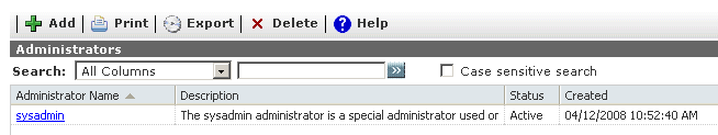 Administrators page