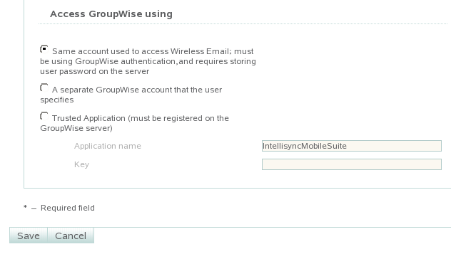 Access GroupWise Using heading on the Novell GroupWise Access page