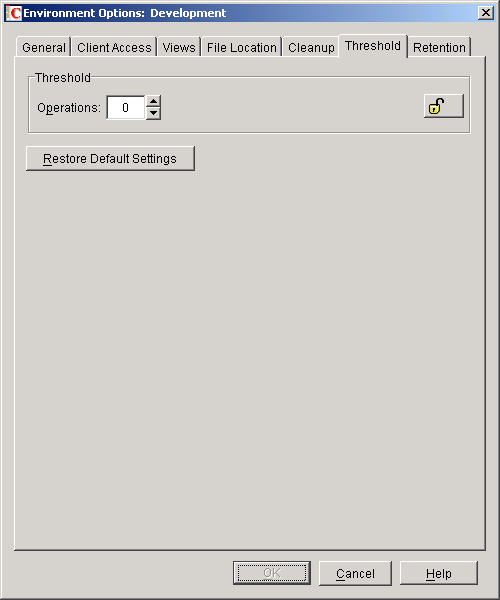 Environment Options dialog box with the Threshold tab open