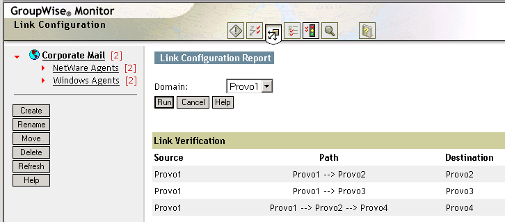 Monitor Web console with the Link Configuration page displayed