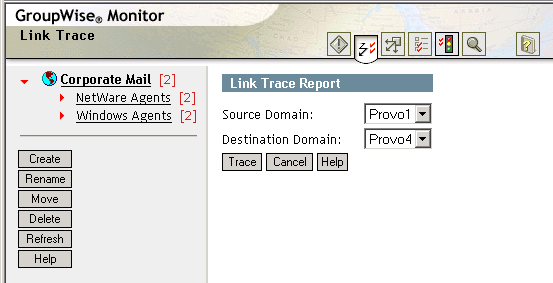 Monitor Web console with the Link Trace page displayed