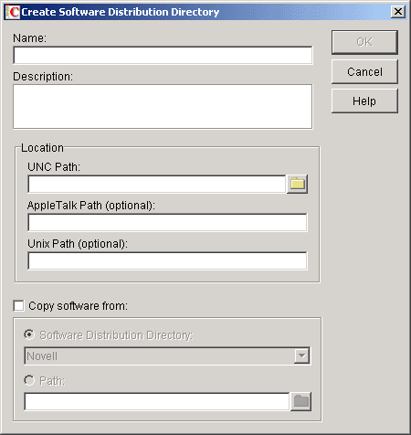 Create Software Distribution Directory dialog box