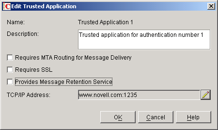 Edit Trusted Application dialog box